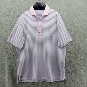 Greyson Shirt‎ Mens Large Pink Blue Striped Polo Cutaway Collar Golf